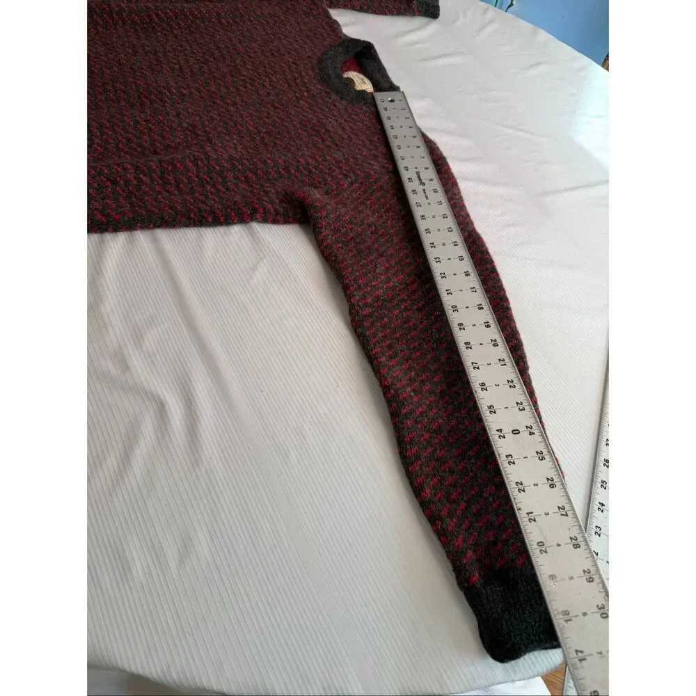 L.L. Bean VTG Wool Birdseye Heart Fisheye Norwegian Knit Sweater Size Tall Large